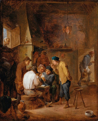 David Teniers The Younger - A tavern interior with boors playing cards.webp