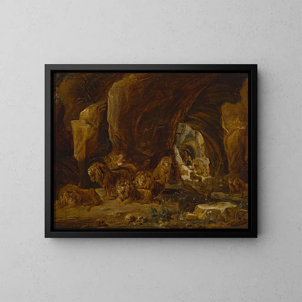 Daniel in the lion's den - David Teniers the Younger — kehystetty taideteos seinällä