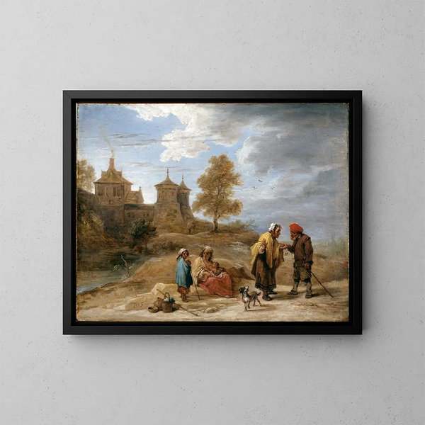 Gitanes dans un paysage - David Teniers le Jeune — kehystetty taideteos seinällä