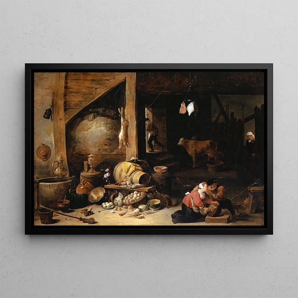 Sillanpäässä - David Teniers nuorempi — kehystetty taideteos seinällä
