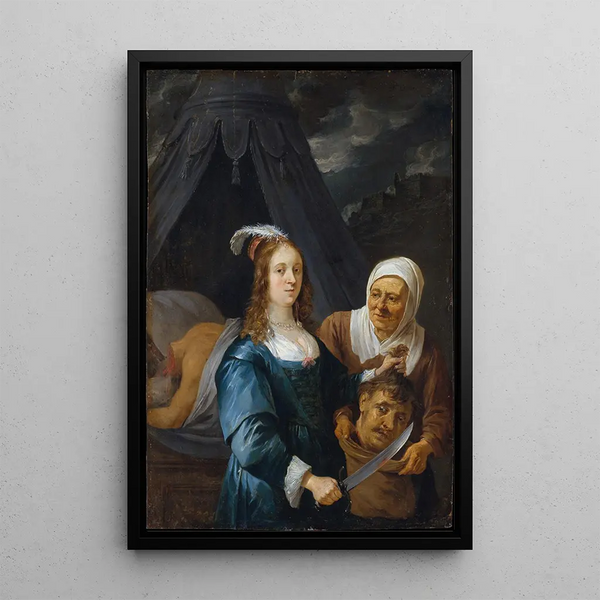 Judith-maalaus Holofornes-pään kanssa - David Teniers nuorempi — kehystetty taideteos seinällä