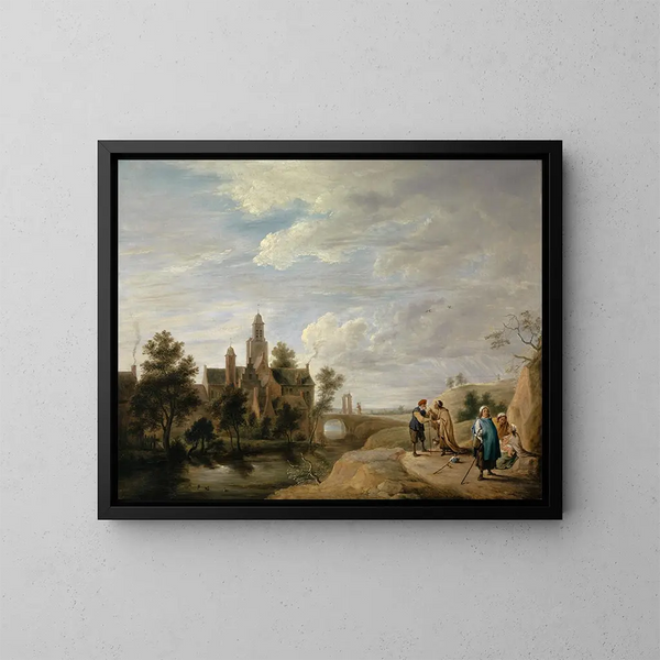 maisemasta figuurien kanssa - David Teniers nuorempi — kehystetty taideteos seinällä