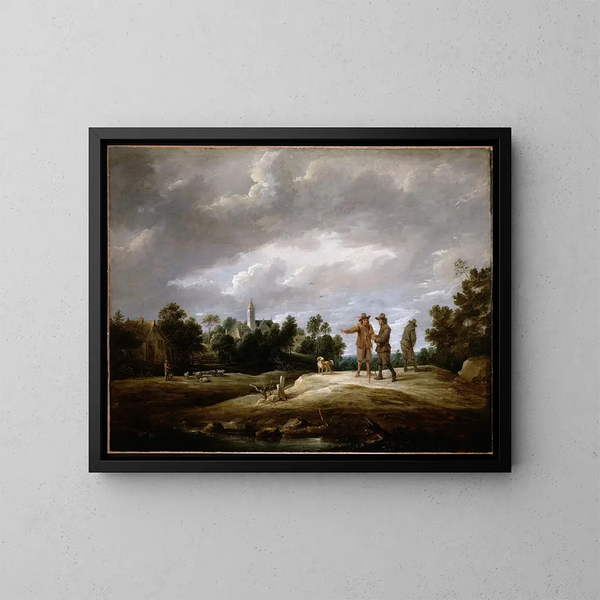 Paysans en conversation - David Teniers le Jeune — kehystetty taideteos seinällä