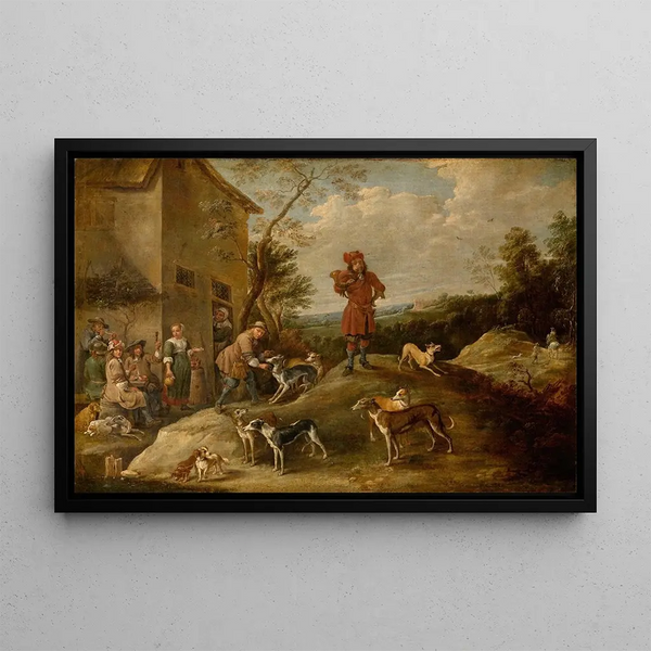 Metsästäjät levossa - David Teniers nuorempi — kehystetty taideteos seinällä