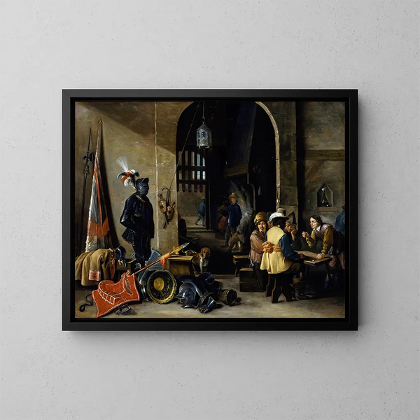 Sotilaita heittämässä noppaa - David Teniers nuorempi — kehystetty taideteos seinällä