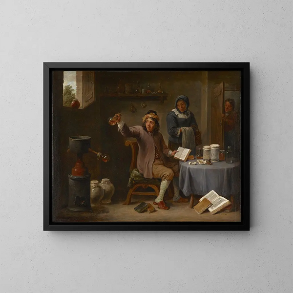 La Consultation - David Teniers le Jeune — kehystetty taideteos seinällä