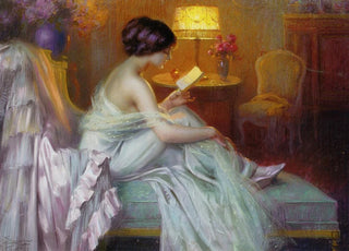 Delphin Enjolras - Reading at lamp light.webp