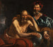 Démocrite ja Hérakleitos - Jacob Jordaens — näkymä teoksesta