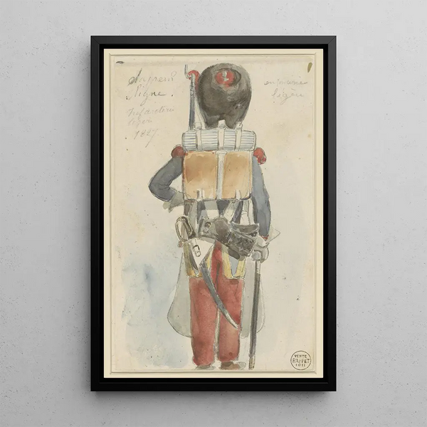 Maalauksen jäljennös Uniformin tutkimus - Denis Auguste Marie Raffet