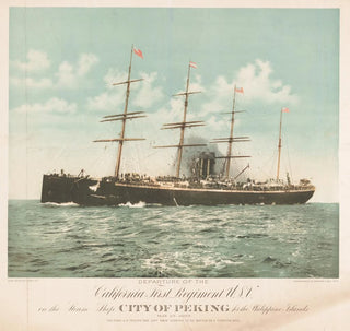 Départ du premier régiment de Californie USV sur le vapeur City of Peking pour les îles Philippines - Britton Rey