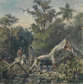 Deux cavaliers au bord de la rivière avec une branche cassée - Ferdinand Keller