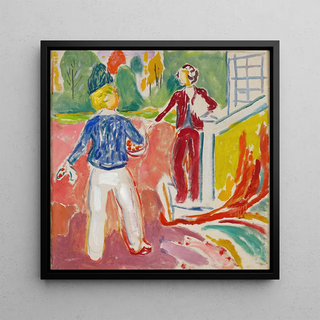 Deux femmes près des marches de la véranda - Edvard Munch