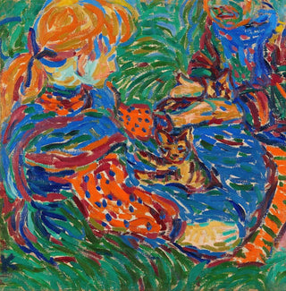 Deux filles jouant avec des chats - Ernst Ludwig Kirchner