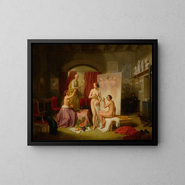Les Trois Grâces - Dietrich Wilhelm Lindau — kehystetty taideteos seinällä