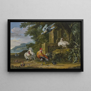 Dirck Dalens III - Ein Hahn und zwei Hennen mit ihren Jungen von einem Raubvogel berfallen.webp