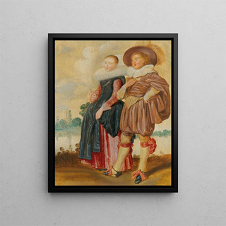 Dirck Hals - An Elegant Couple Standing By A River.webp