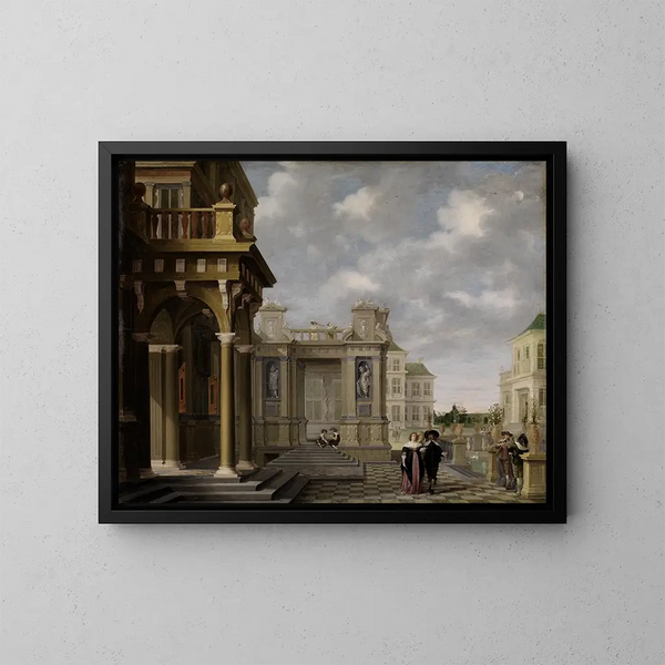 Cour du jardin d'un palais - Dirck van Delen — kehystetty taideteos seinällä