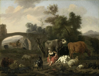 Dirck van Bergen - Landscape with Herdsmen and Cattle.webp