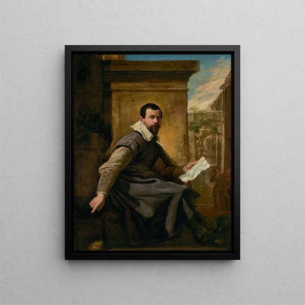 Portrait d'un homme avec une partition de musique - Domenico Fetti — kehystetty taideteos seinällä