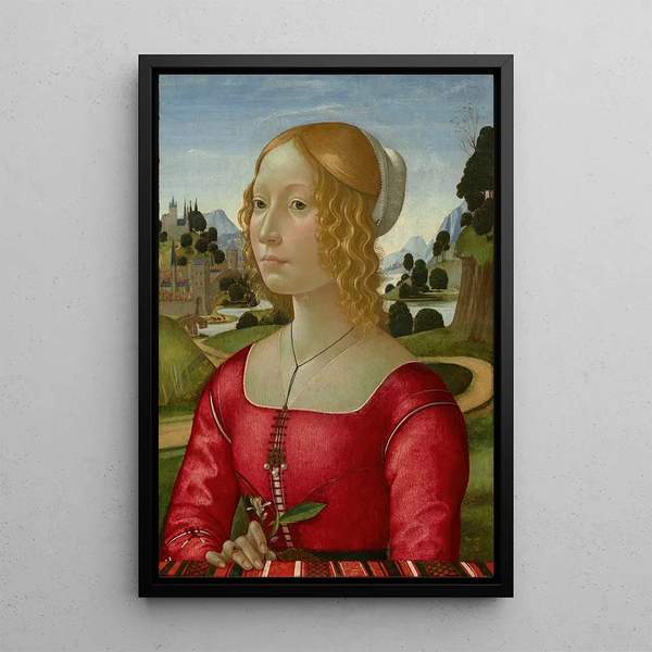 Muotokuva naisesta - Domenico Ghirlandaio — kehystetty taideteos seinällä