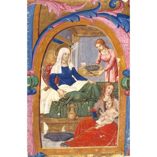Domenico Ghirlandaio - The birth of the Virgin in an initial H.webp