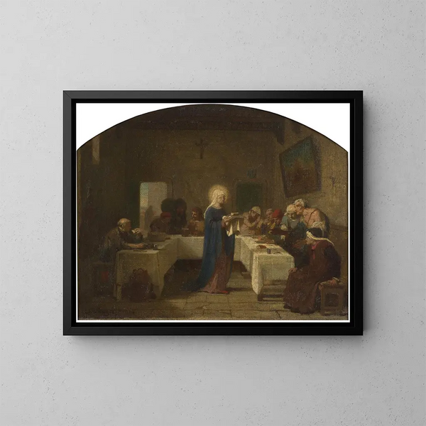 Sainte Élisabeth de France palveluksessaan köyhille - Désiré François Laugée — kehystetty taideteos seinällä
