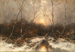 Dsir Thomassin - A Deer in a Forest by Moonlight.webp