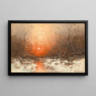 Dsir Thomassin - A Forest Path with Hunter at Sunset.webp