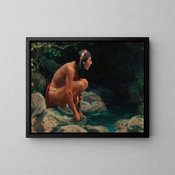 L'Esprit de la piscine - Eanger Irving Couse — kehystetty taideteos seinällä