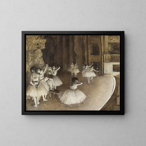 Tanssin toisto lavalla - Edgar Degas — kehystetty taideteos seinällä