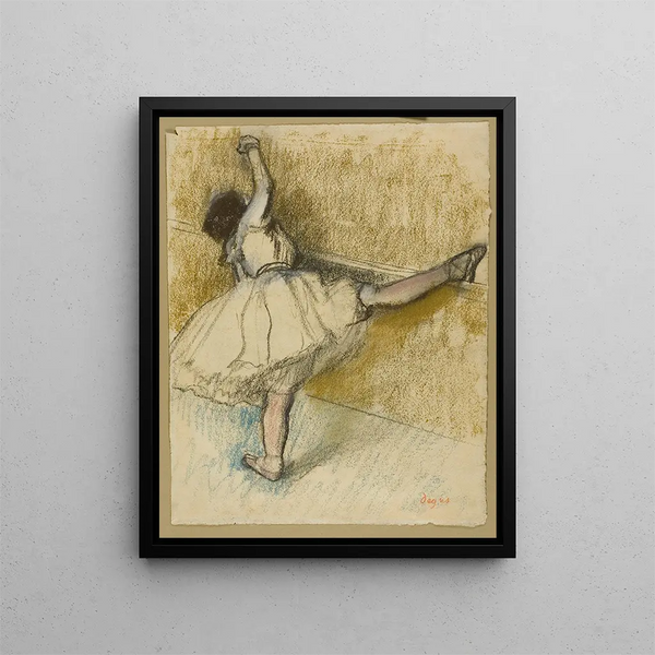 Tanssija venyttelemässä tangolla - Edgar Degas — kehystetty taideteos seinällä