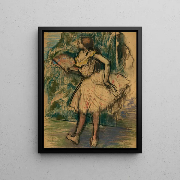 Tanssija ja viuhka - Edgar Degas — kehystetty taideteos seinällä