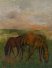 Kaksi hevosta laitumella - Edgar Degas — näkymä teoksesta