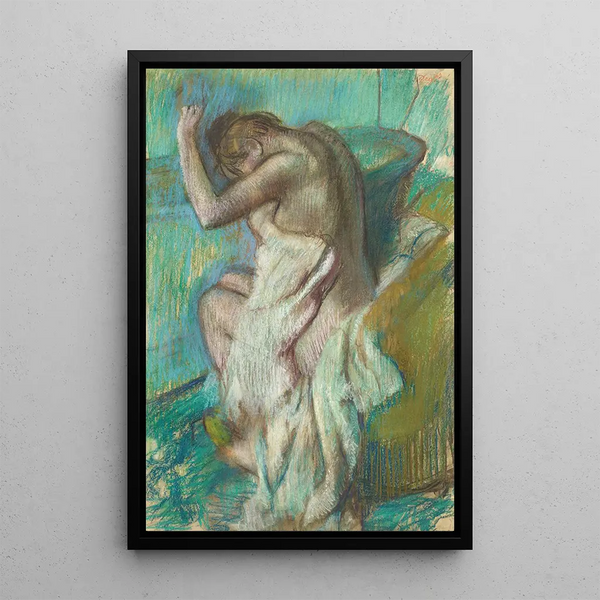 Maalauksen jäljennös Naisfiguuri pyyhkimässä - Edgar Degas