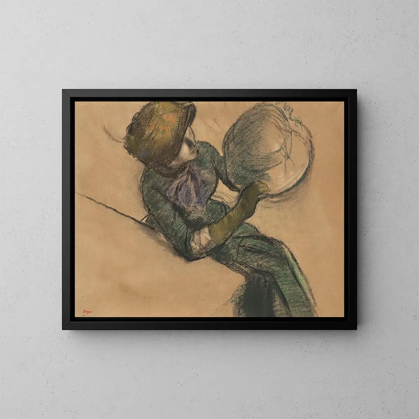 Nainen hatun kanssa - Edgar Degas — kehystetty taideteos seinällä