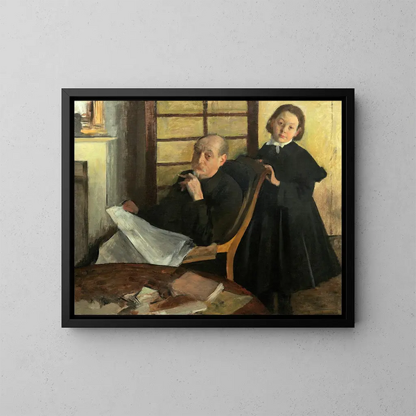 Henri Degas ja hänen sisarentyttärensä Lucie Degas, taiteilijan setä ja serkku - Edgar Degas — kehystetty taideteos seinällä