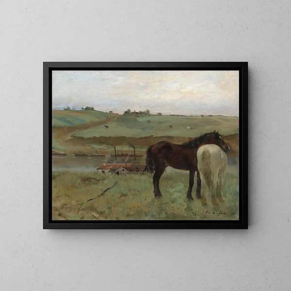 Hevoset niityllä - Edgar Degas — kehystetty taideteos seinällä