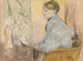 Madame Henri Rouart tuolissa pienen pöydän edessä, jossa Tanagra-figuuripatsas - Edgar Degas — näkymä teoksesta