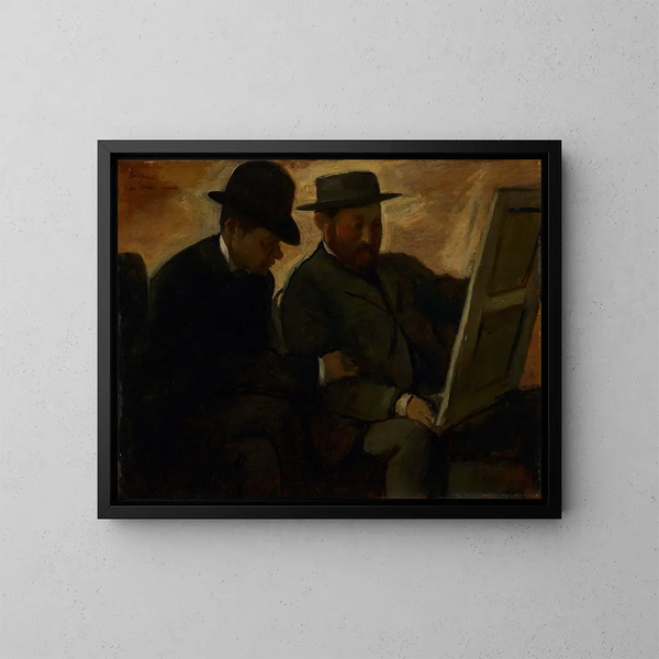 Paul Lafond ja Alphonse Cherfils tutustumassa maalausta - Edgar Degas — kehystetty taideteos seinällä