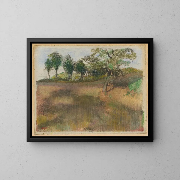 Champ labouré bordé d'arbres - Edgar Degas — kehystetty taideteos seinällä