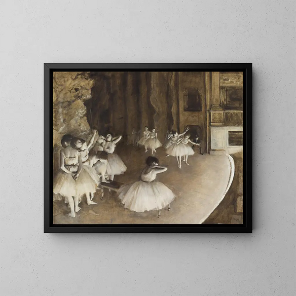 La Répétition du ballet sur scène - Edgar Degas — kehystetty taideteos seinällä