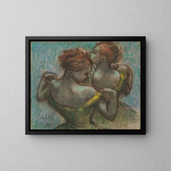 Kaksi tanssijaa päänä - Edgar Degas — kehystetty taideteos seinällä