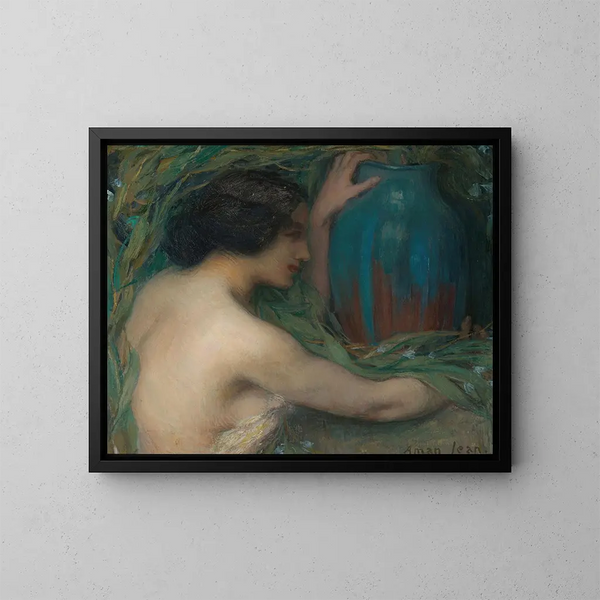Nainen ja eukalyptus - Edmond François Aman-Jean — kehystetty taideteos seinällä