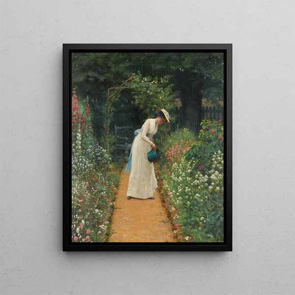 Le jardin de ma dame - Edmund Blair Leighton — kehystetty taideteos seinällä