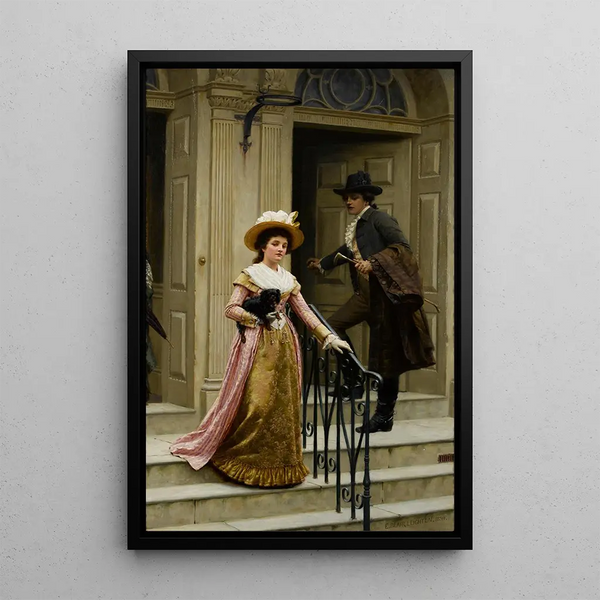 Naapurini naapurissa - Edmund Blair Leighton — kehystetty taideteos seinällä