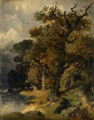 Edmund Kanoldt - Herbstlicher Eichwald am Seeufer.webp