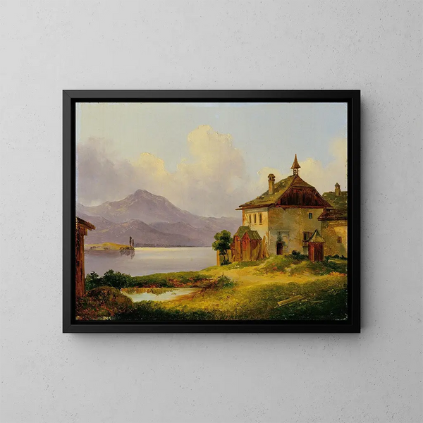 Maison au bord du lac dans le Salzkammergut - Edmund Mahlknecht — kehystetty taideteos seinällä