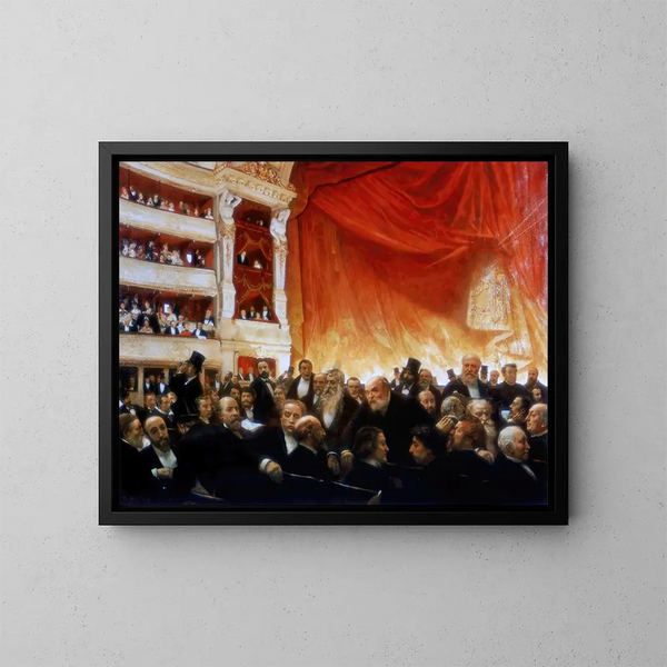 Intermède lors d'une première à la Comédie-Française en 1885 - Édouard Dantan — kehystetty taideteos seinällä