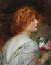 Vue arrière d'une jeune femme de profil avec un bouquet de roses dans ses mains - Eduard Veith — näkymä teoksesta