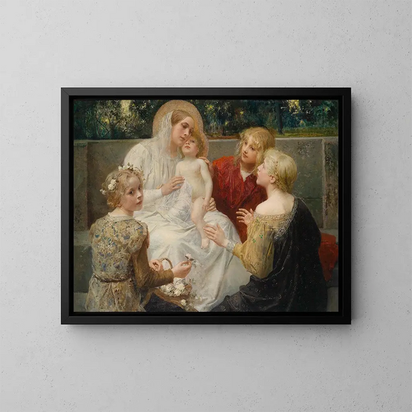 Madone entourée d'enfants - Eduard Veith — kehystetty taideteos seinällä